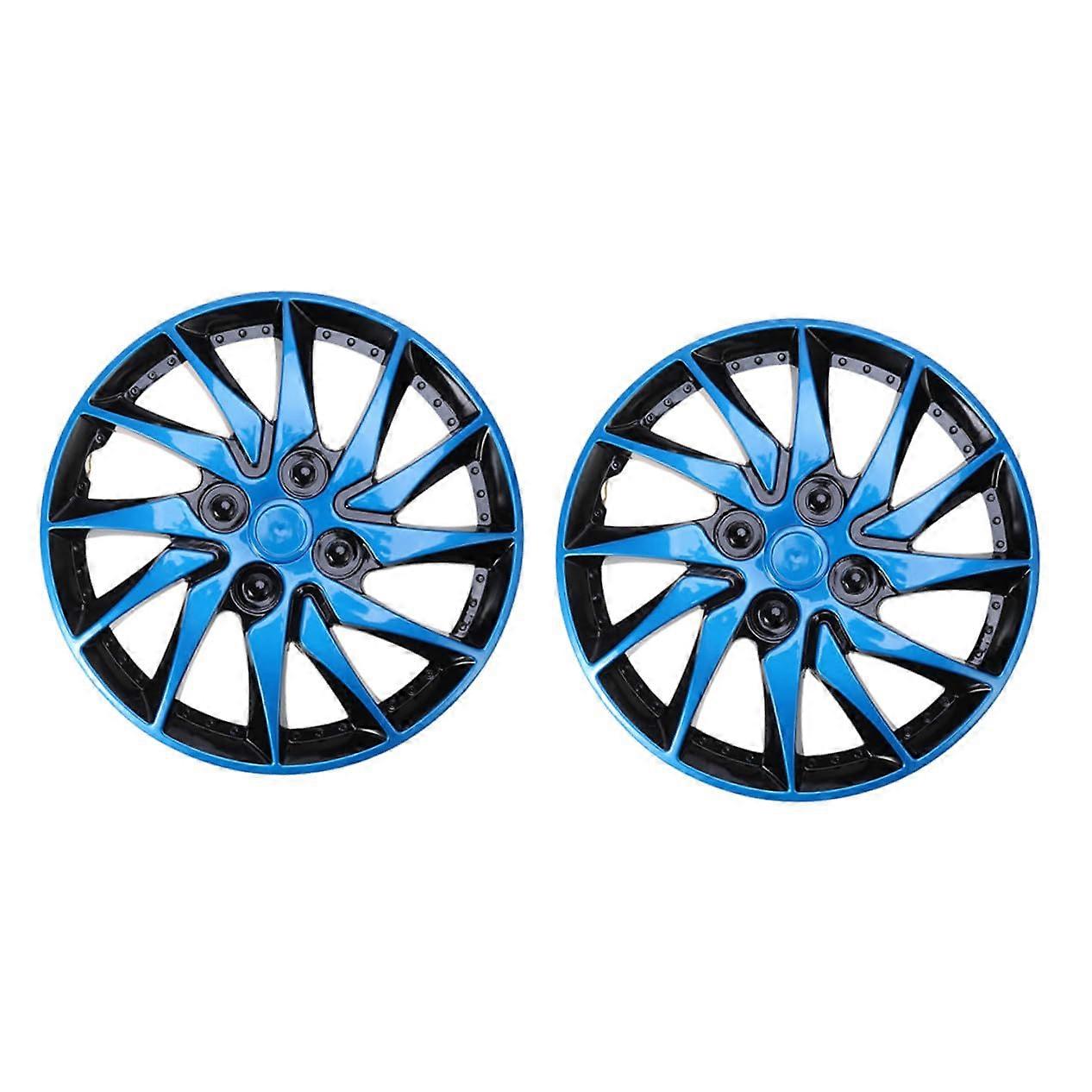 2pcs Blue Black ScratchResistant Wheel Hub Caps with MicroAdjustable Fit for Cars