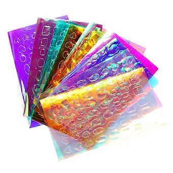 11 feuilles de stickers pour ongles holographiques Aurora en PVC auto-adhésif multicolores