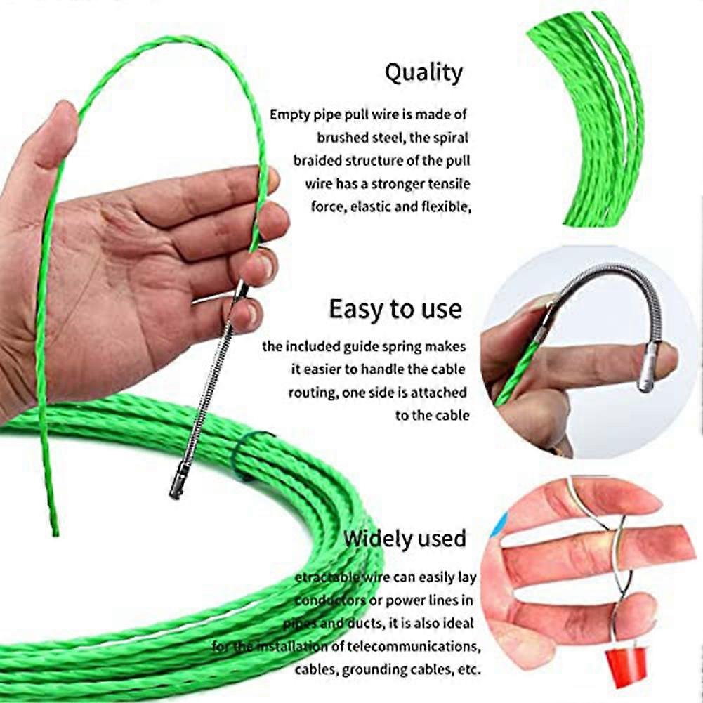 10M 33Ft Fish Tape Cable Puller Kit 4.5Mm PET Electrical Cable Puller Through Wall Wire Guide Device Threader