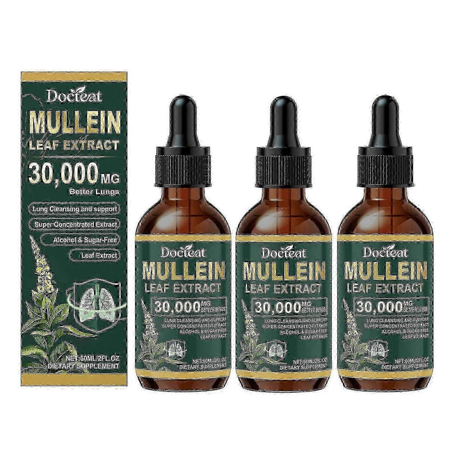 3x Natural Mullein Extract Lung Cleansing Drops Lung Purification Detoxification Boost Immunity
