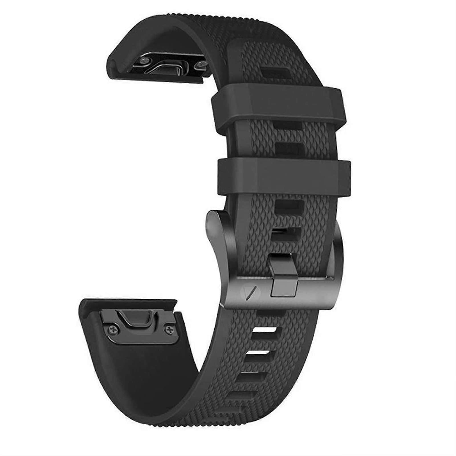 26mm Black Silicone Quick Release Strap for Garmin Fenix 6X Pro Replacement