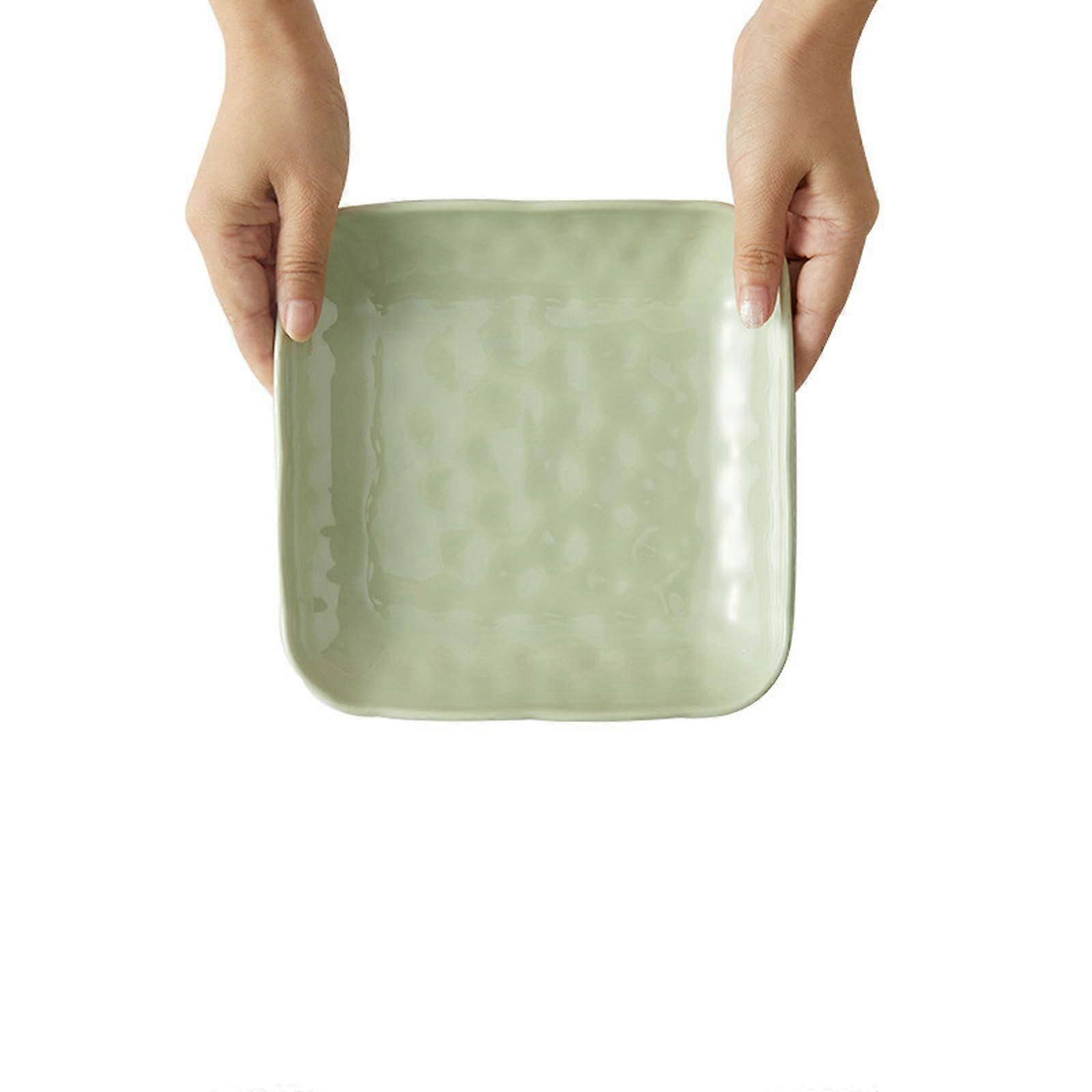 Nordic Style Green Square Ceramic Dinnerware Set 7.5 Inch Plate Microwave Dishwasher Safe
