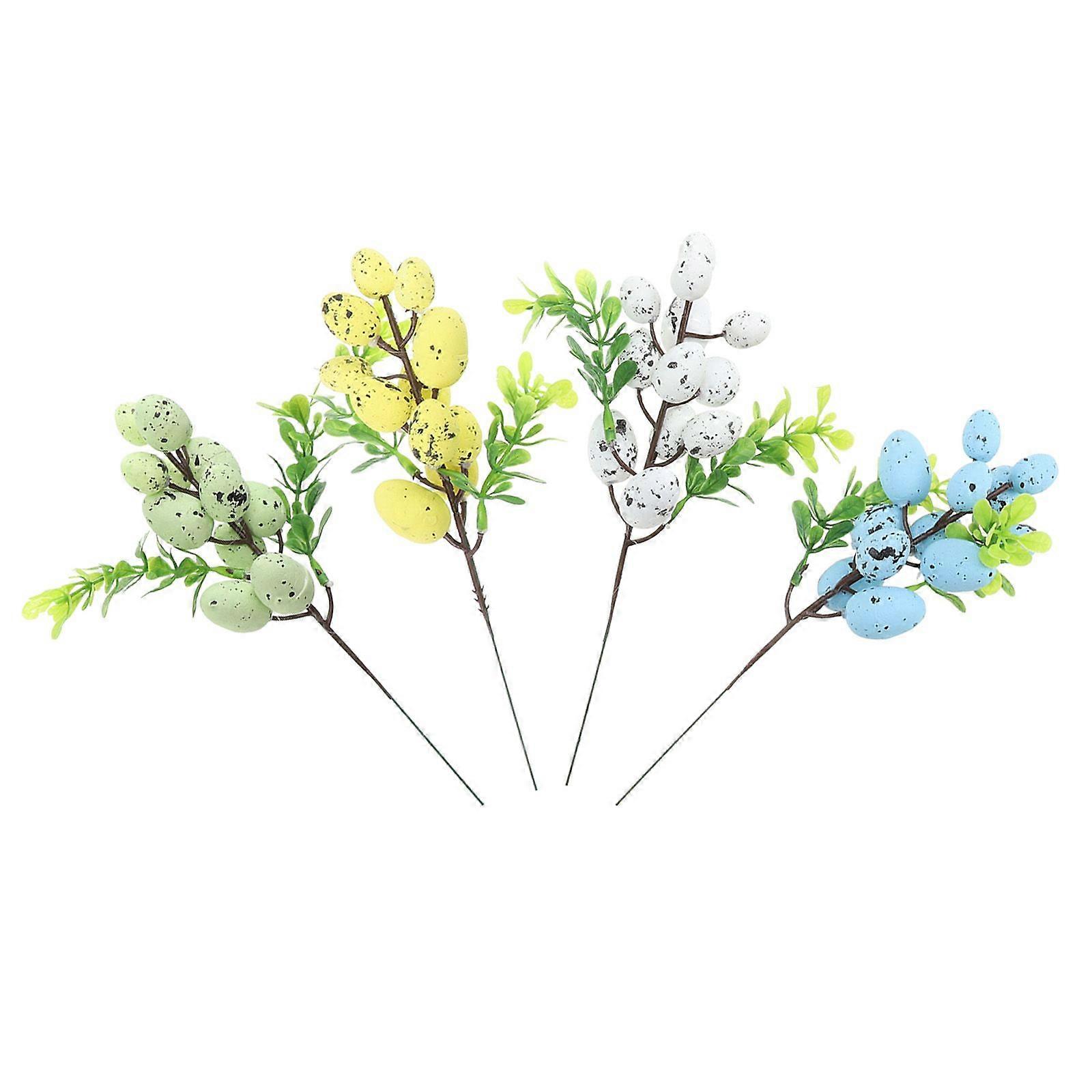 4pcs Easter Eggs Branches Easter Garden Yard Decors Fake Easter Egg Props