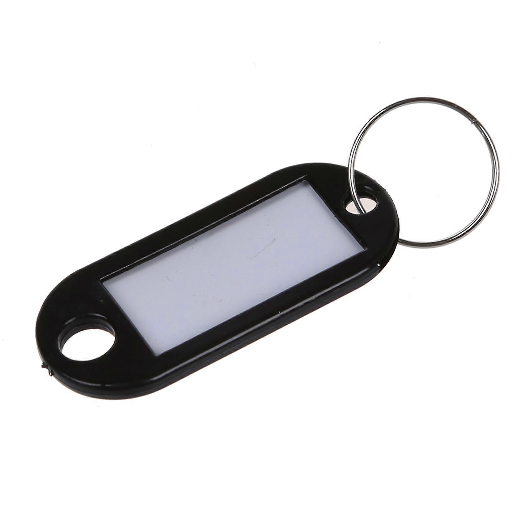 40 Pcs Key ID Label Tags Split Ring Keyring Keychain Black