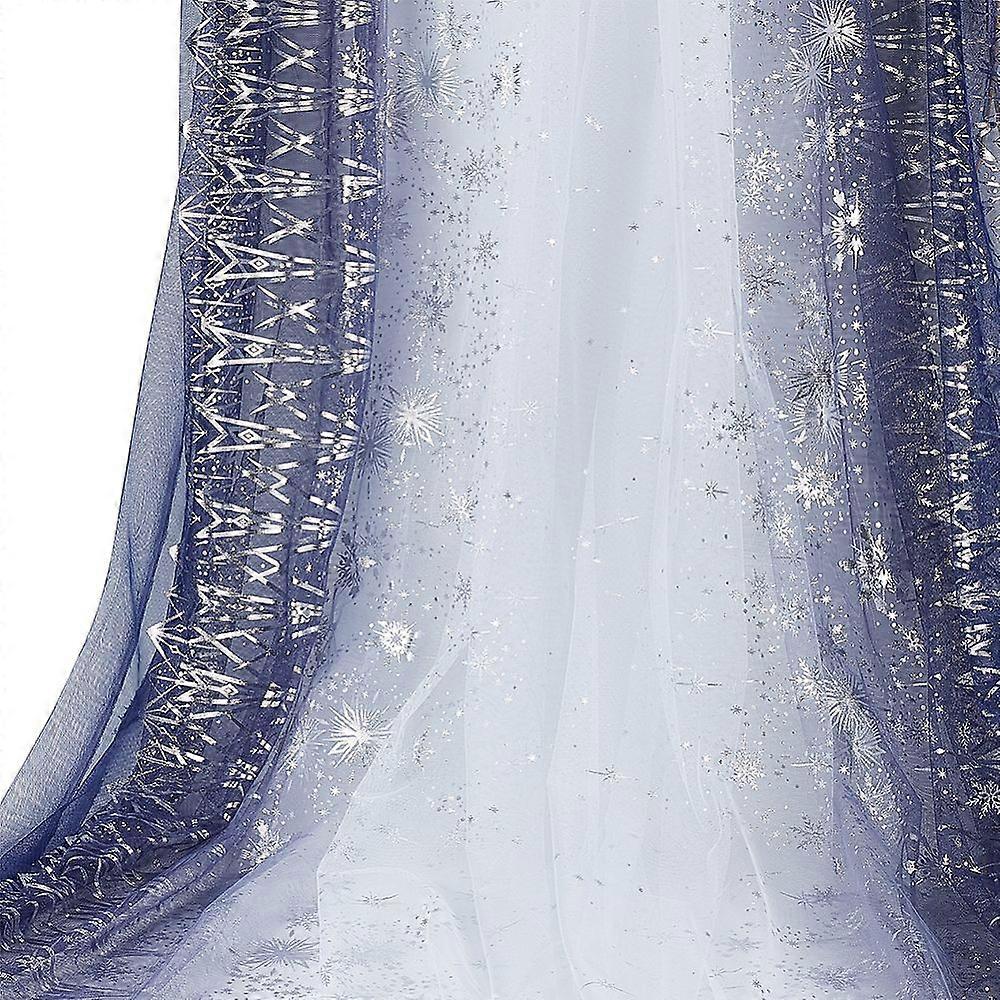 Polyester Snowflake Pattern Gauze Stained Silver Fabric DIY Crafts Supplies Rectangle Black 1600x0.3mm 3m/pc