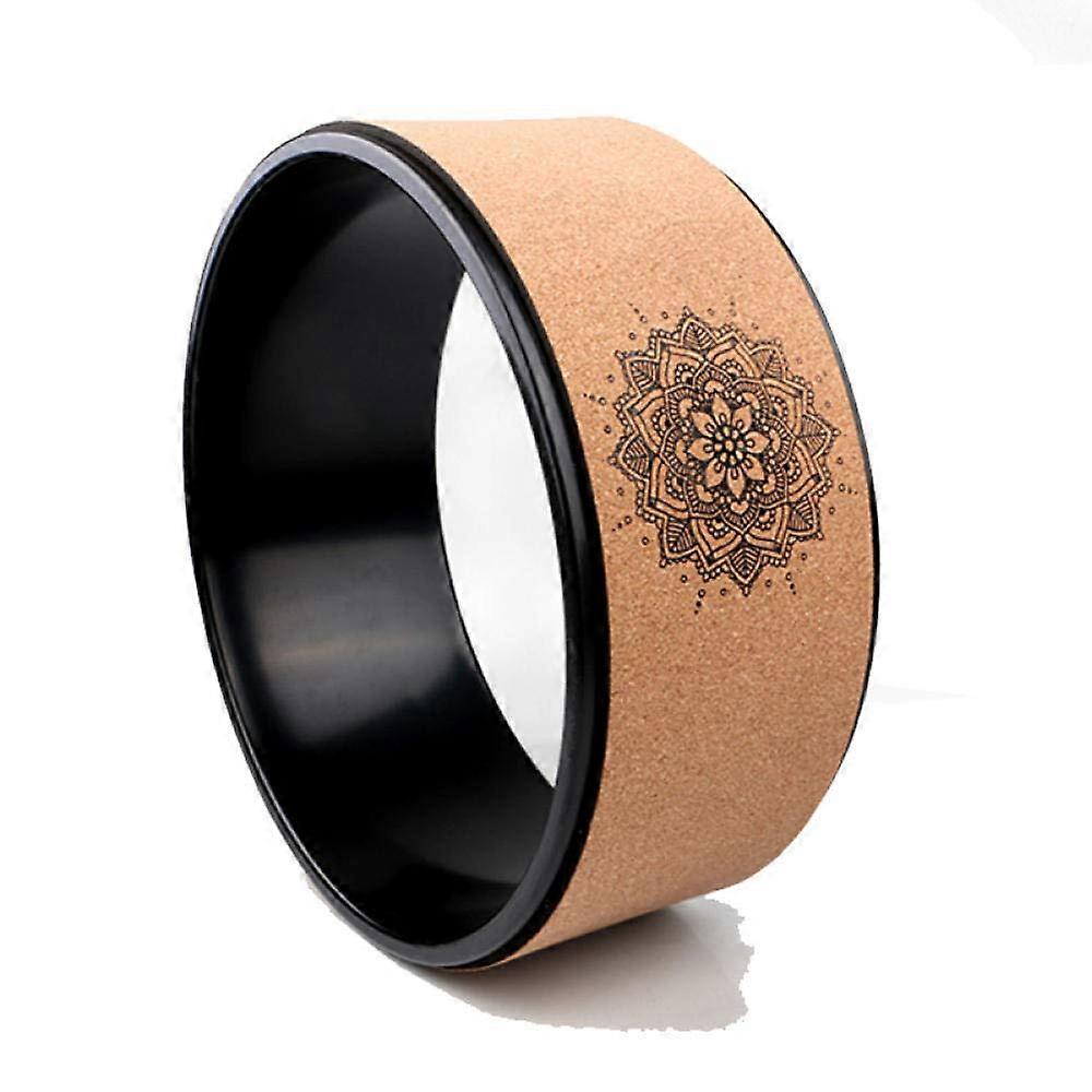 Cork Yoga Wheel 33cm AntiSlip Surface for Back Pain Relief and Flexibility Training