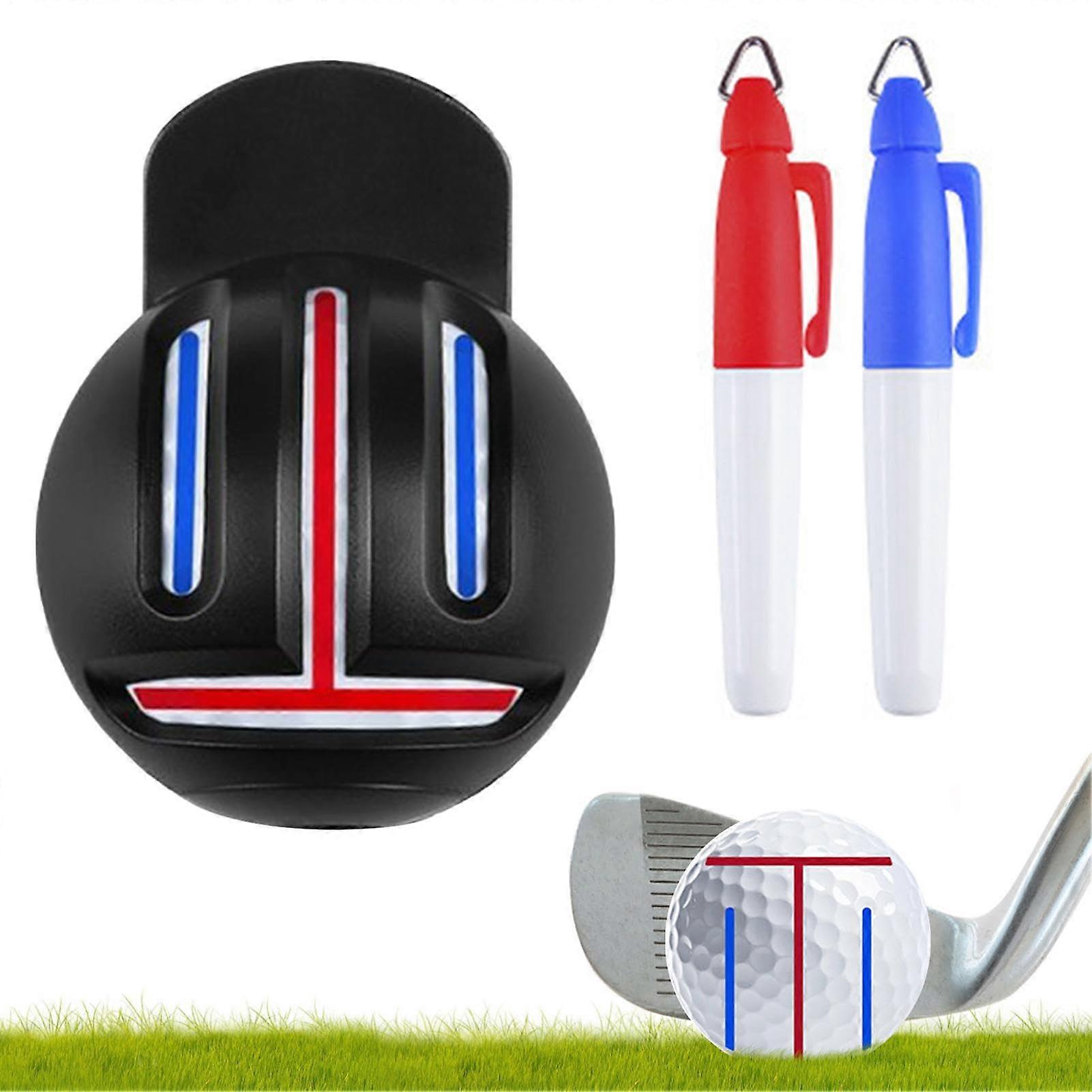 Golf Ball Marker Alignment Tool with DualColor Waterproof Pens for Precise Shot Marking