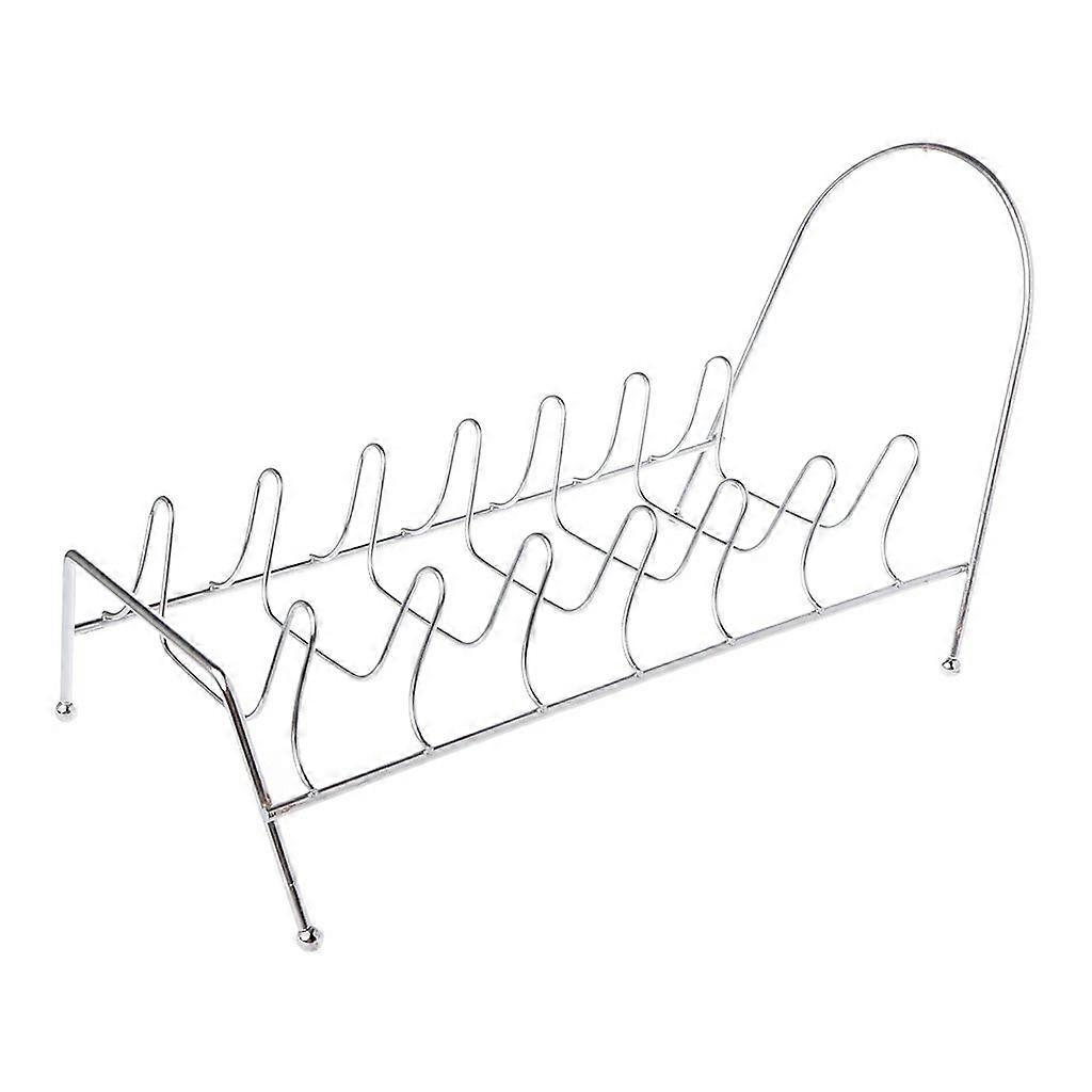 Chrome Plated Dish Drying Rack with 8 Slots, Compact Countertop Plate Organizer for Small Spaces