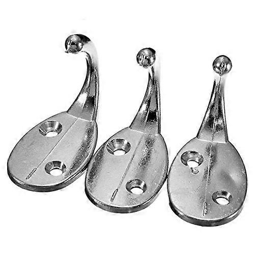 Silver Wall Hooks Set for Bathroom Towels and Clothes, Door Mounted Single Hook 3 Pack