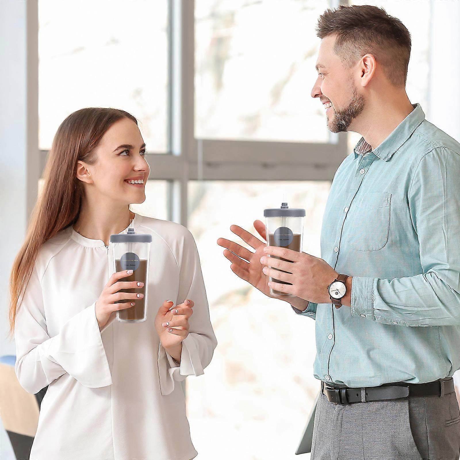 Sippy Cup Drinking Portable Large Capacity Double Layer Design Grey 520ml 1Pack