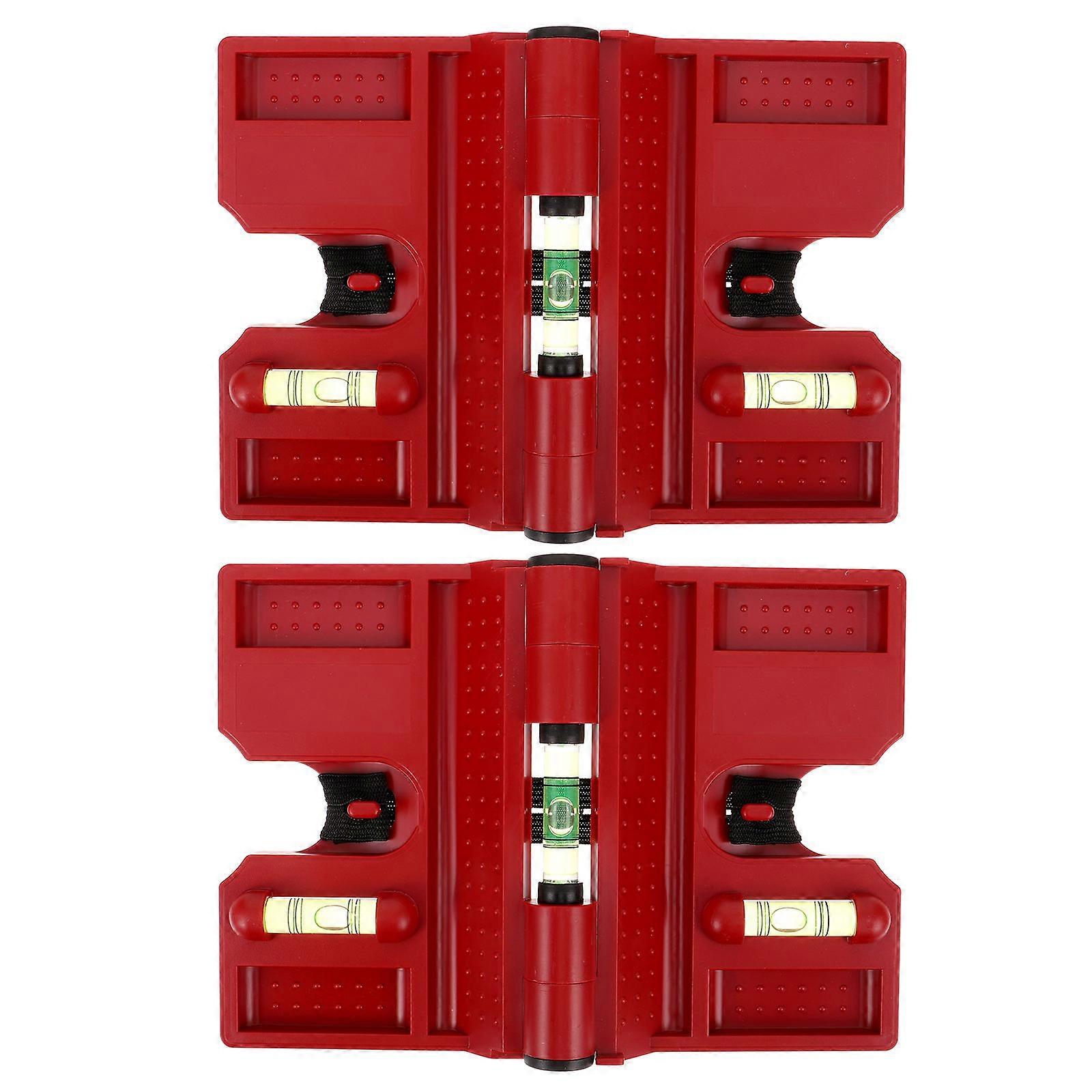 Angle Meter Post Level Tool for Measurement 2Pcs Foldable Red ABS Material