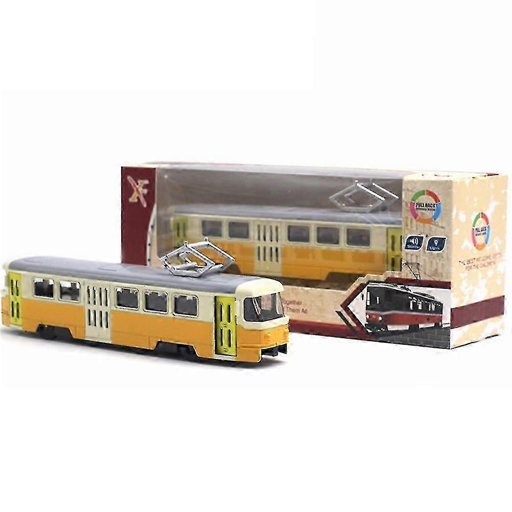 Classic Train Tram Diecast Pull Back Model with LED Music for Developmental Kids Toy