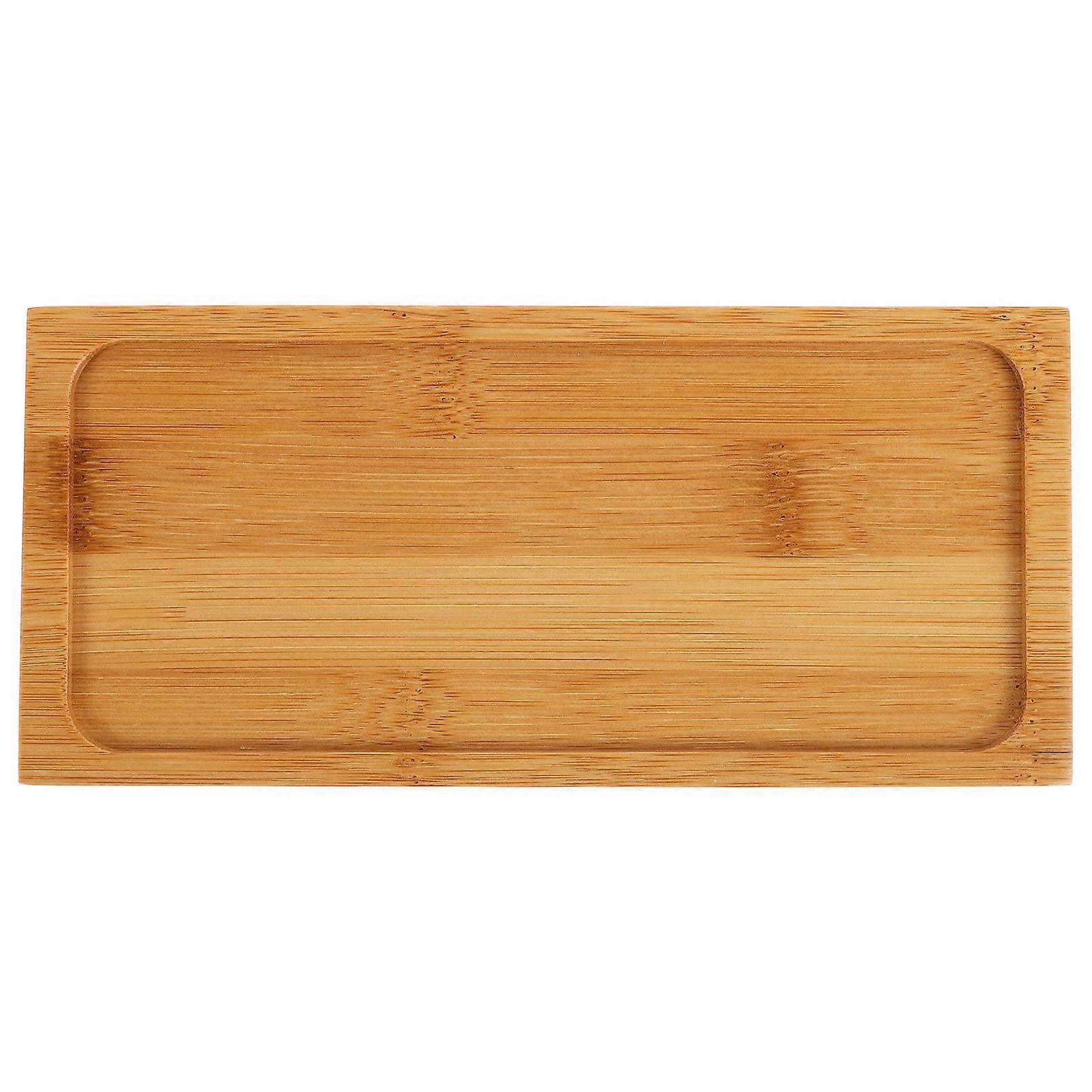Wood Bamboo Rectangular Serving Tray for Bathroom Vanity Use Light Brown