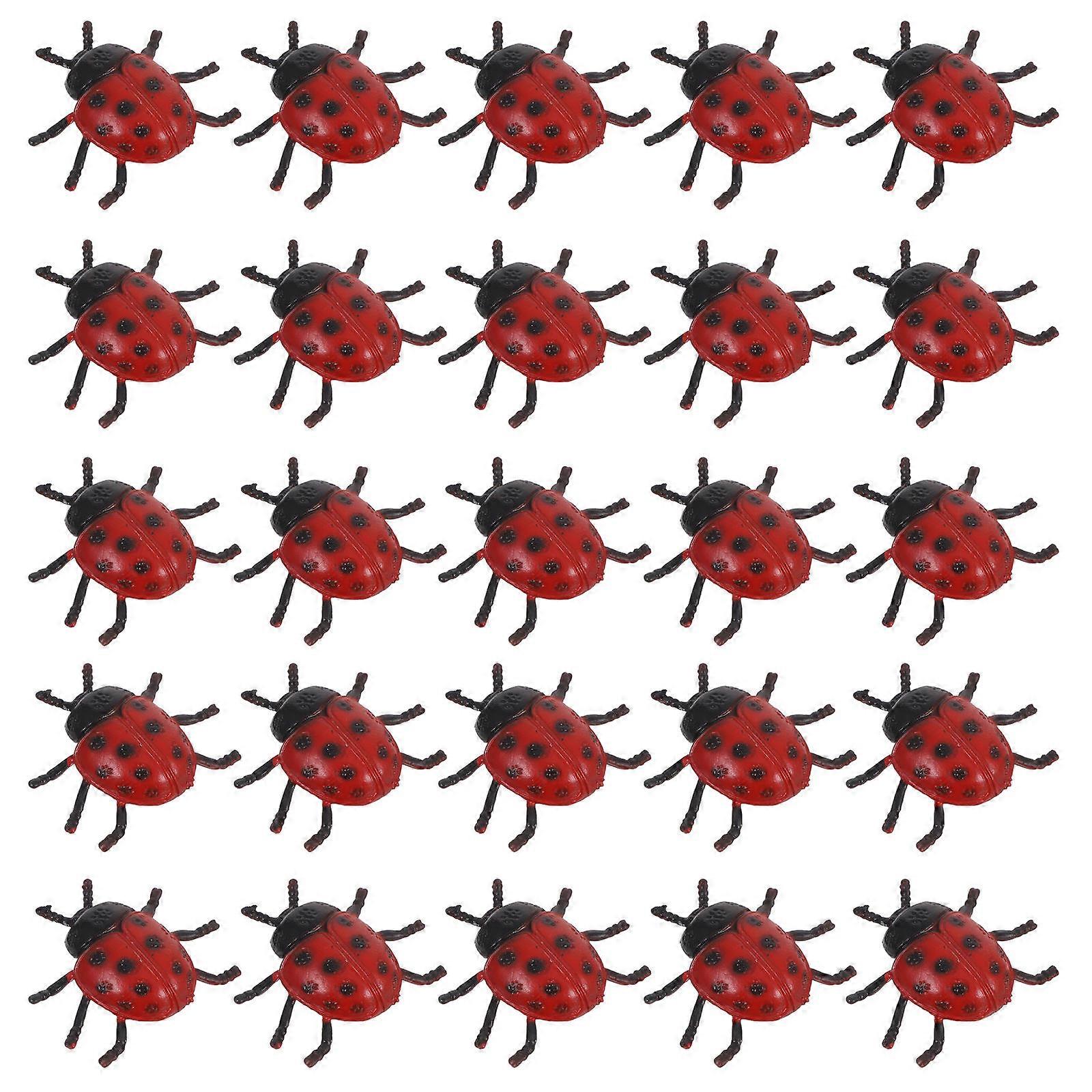 25 PCS PVC Simulation Ladybug Model Tricky Scary Toy Simulation Small Insect