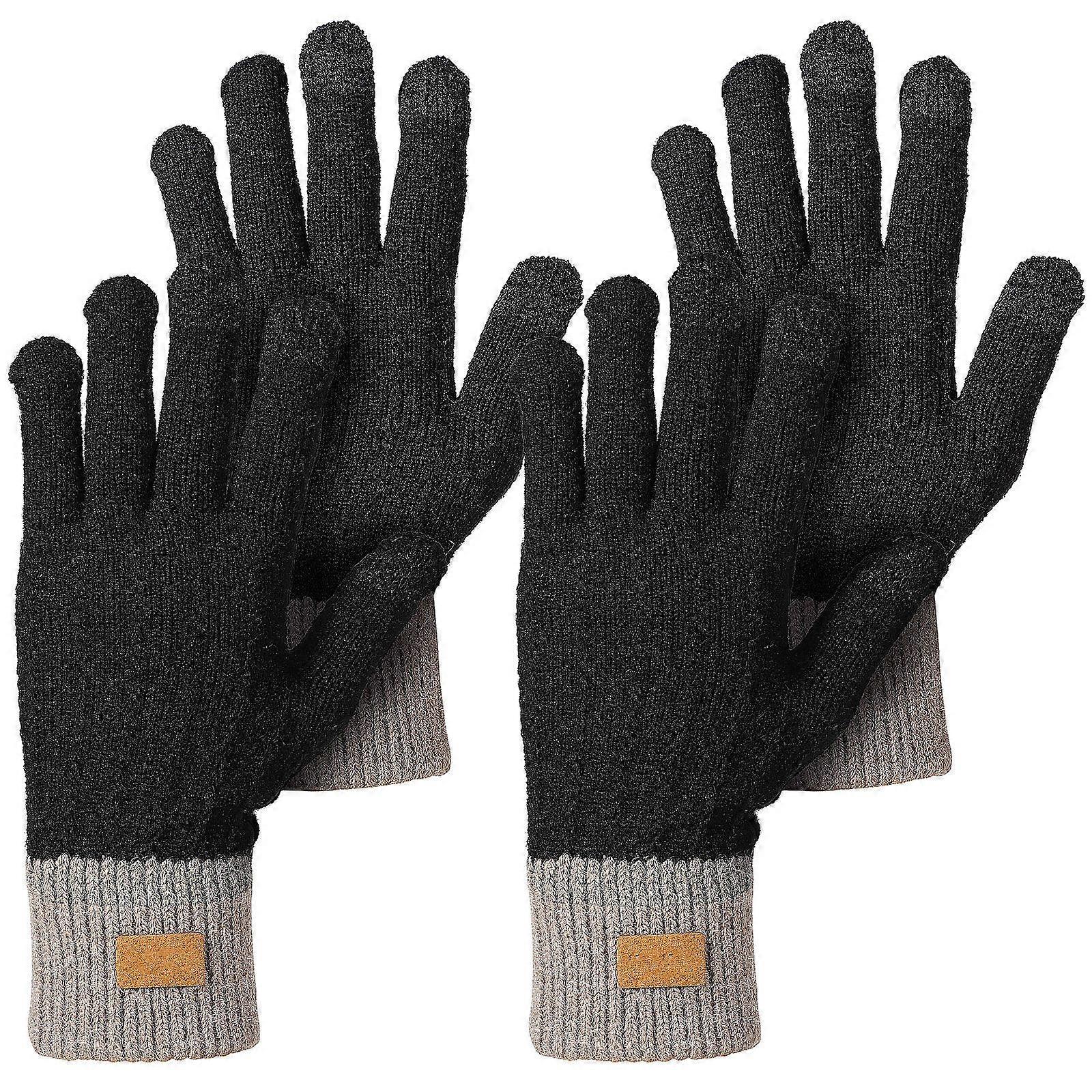 Thermal Gloves Warm Gloves for Winter with Touchscreen Function 2Pairs Black