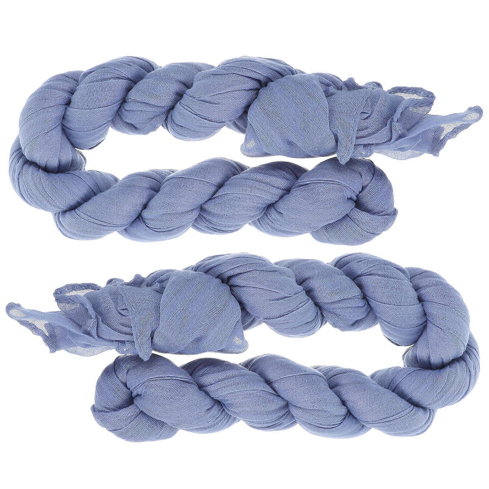 Blue Gauze Table Runner for Dining Decor 2Pcs Rustic Boho Table Cloth