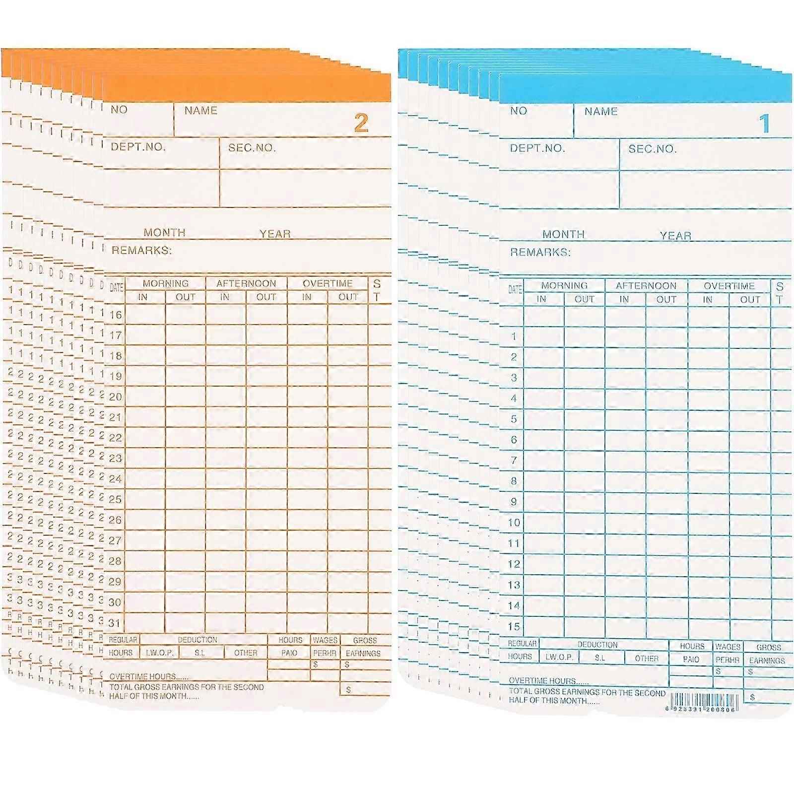 Double-sided Time Cards Set for Attendance Management