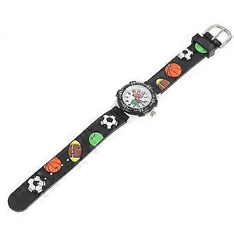 Cartoon Children Watch Rugby Style Wristwatch for Child Daily Use Black 1Pack