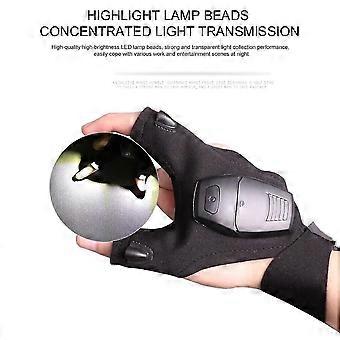 1Pair Led Glow Gloves Finger Light Flashlight Outdoor Camping Lamp Usb Charged