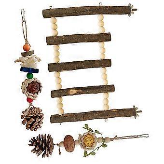 Parrot Toy Bird Standing Plaything for Chewing 15Pcs Wood Set