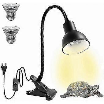 Wärmelampe für Schildkröten-Aquarien, mit 2 UVA/UVB-Lampen, verstellbarem 360°-Drehclip für Schildkröten- und Schlangenaquarien -N