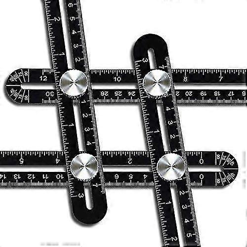 Template Tool, Aluminum Alloy Angle Template, Multi-angle Ruler, Multi-function Folding Ruler, Black