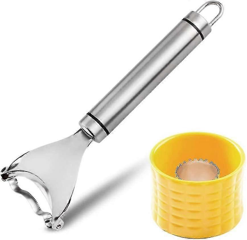 Corn Slicer Peeler, Thresher & Corn Stripper Tool, Kitchen Cob Kerneler Cutter Stripper (grid)