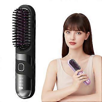 2026 Upgraded Brush Negative, Cordless Hair Straightener Brush, Portable Straightening Brush for Travel, Travel Hair Straightener for Women, Rechargea