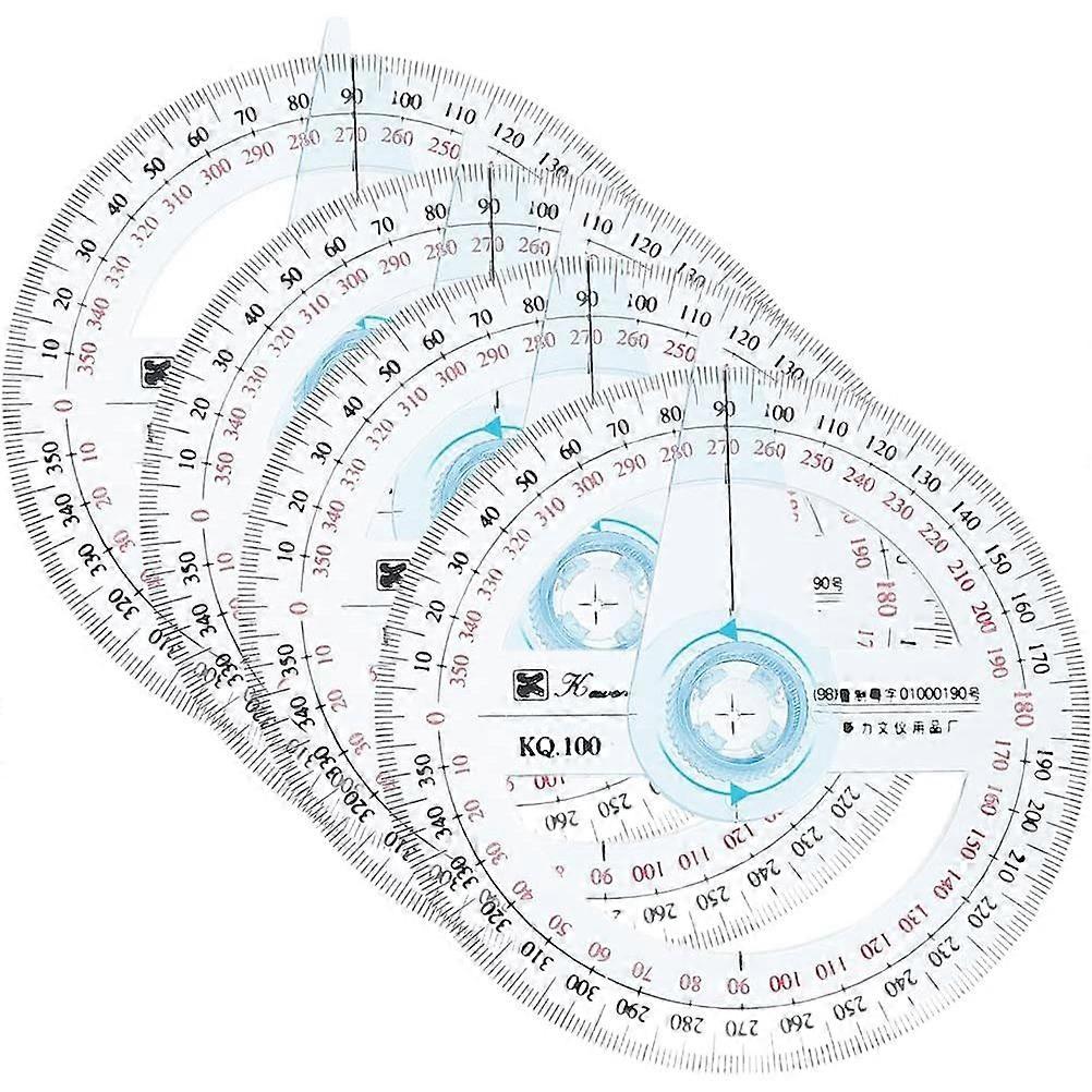 4pcs Plastic Protractor for Geometry with Accurate Scale, Portable Geometry Circle Protractor Tool