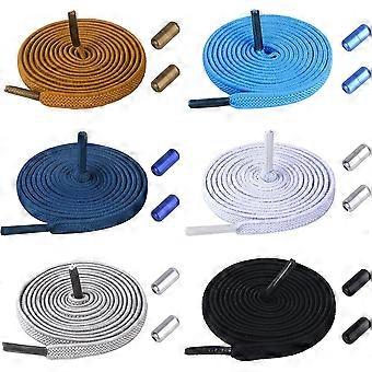 [3 par] Flate elastiske skolisser med metallhette, Quick Lacing System Skolissesett Loopless