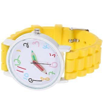 Kids Watch Quartz Wrist Watch compatible with Time Learning 1Pcs Yellow