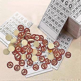 Bingokort til voksne og børn, klassiske bingopapirspilkort med 40 bingonummerkort og 75 skakbrikker, sjove sociale spil