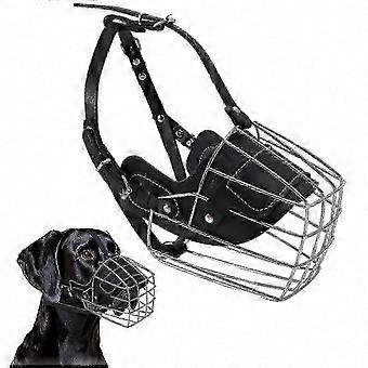 Great Dane Muzzle Extra Large Metal Basket for Bite Prevention Breathable Adjustable Fit with Leather Strap