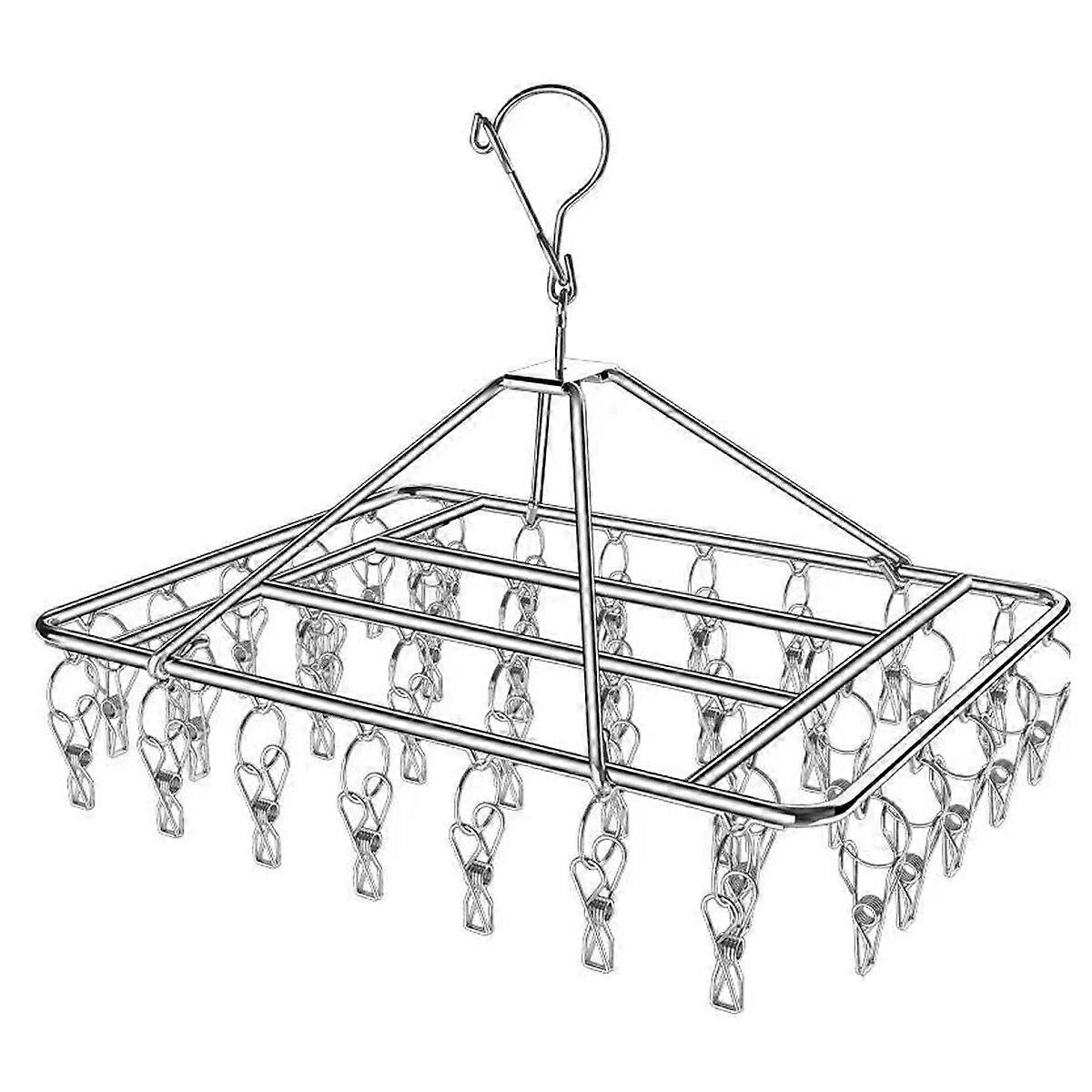 Swivel Hook Folding Drying Rack Rust-Resistant Windproof Laundry Airer