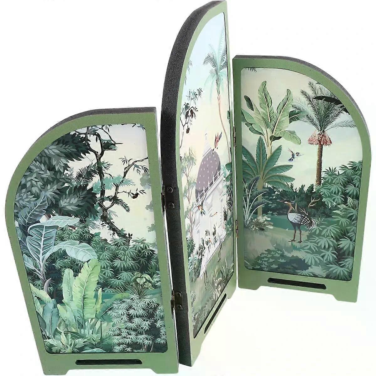 Table Top Folding Screen Ornament, 3 Panel Desk Divider