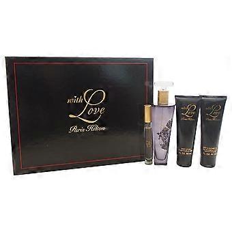 Paris Hilton With Love By Paris Hilton For Women - 4 Pc Gift Set 3.4oz Edp Spray, 0.2oz Edp Rollerball, 3oz Body Lotion, 3oz Shower Gel