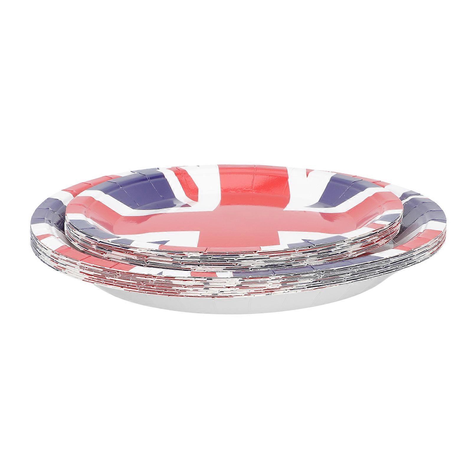 Decorative Paper Plates with Union Jack Pattern compatible with Party Use 32Pcs