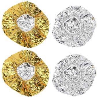 4pcs Hair Styling Caps Disposable Aluminum Foil Waterproof Elastic Hair Coloring Caps (Golden and Silver compatible with Each 2pcs)