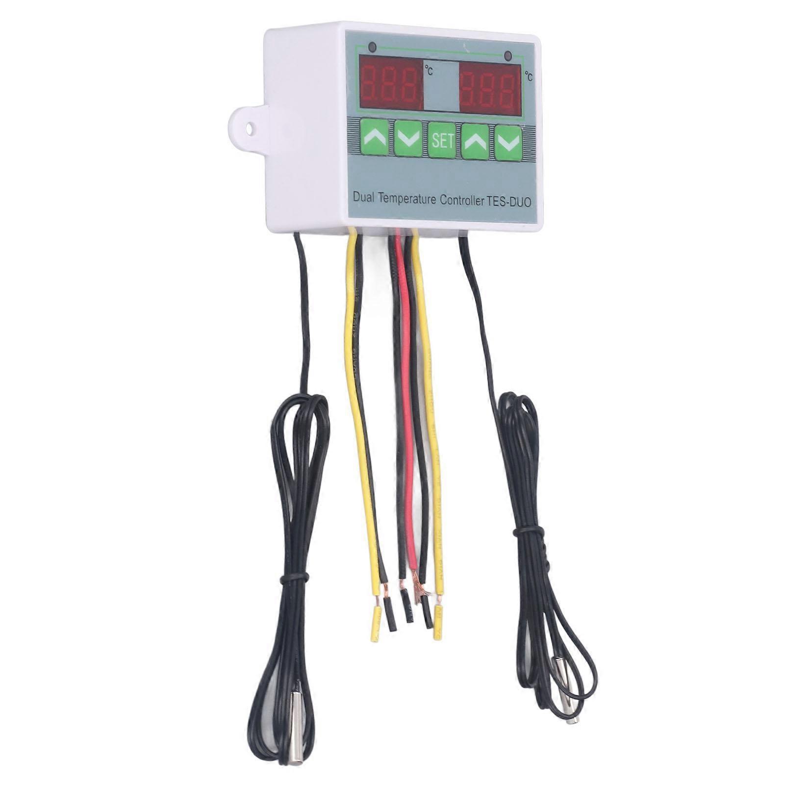 Dual Temperature Controller Waterproof Digital Thermostat with Data Storage for Reptile