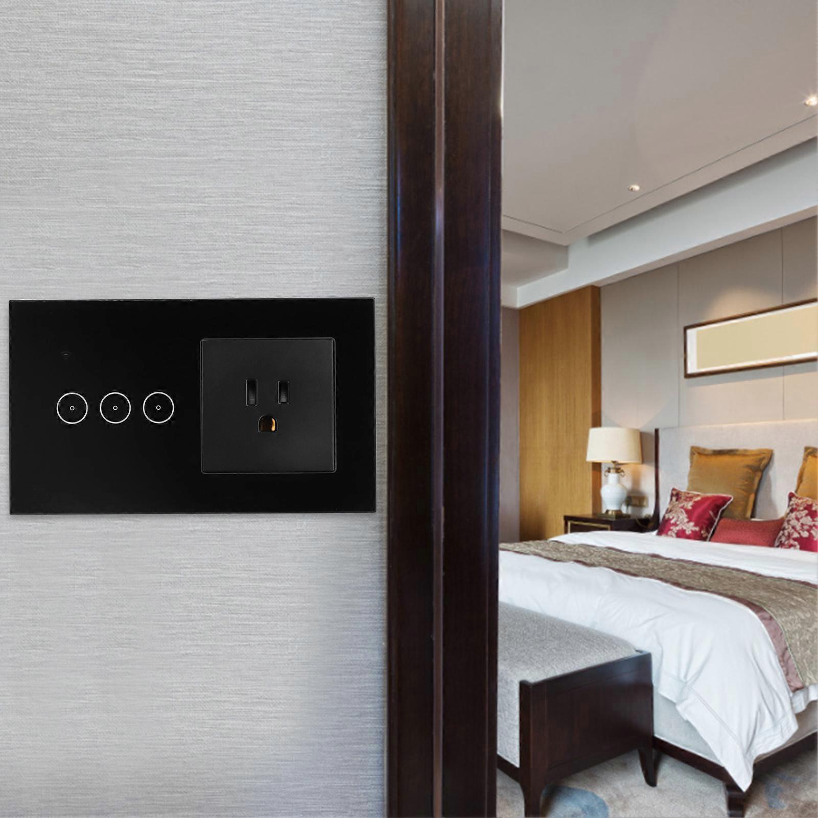 10A 3 Gang Smart Switch Socket Multifunctional Wall Panel Switch WiFi Switch Socket