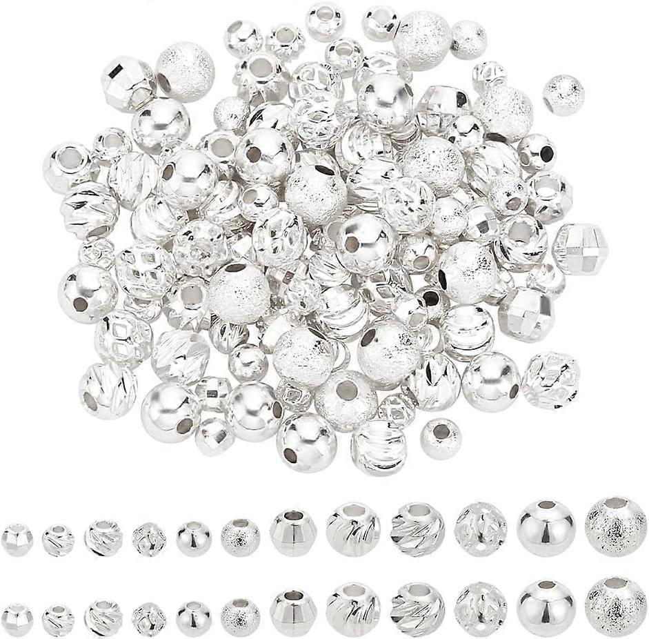 120pcs Mixed Silver Brass Spacer Beads