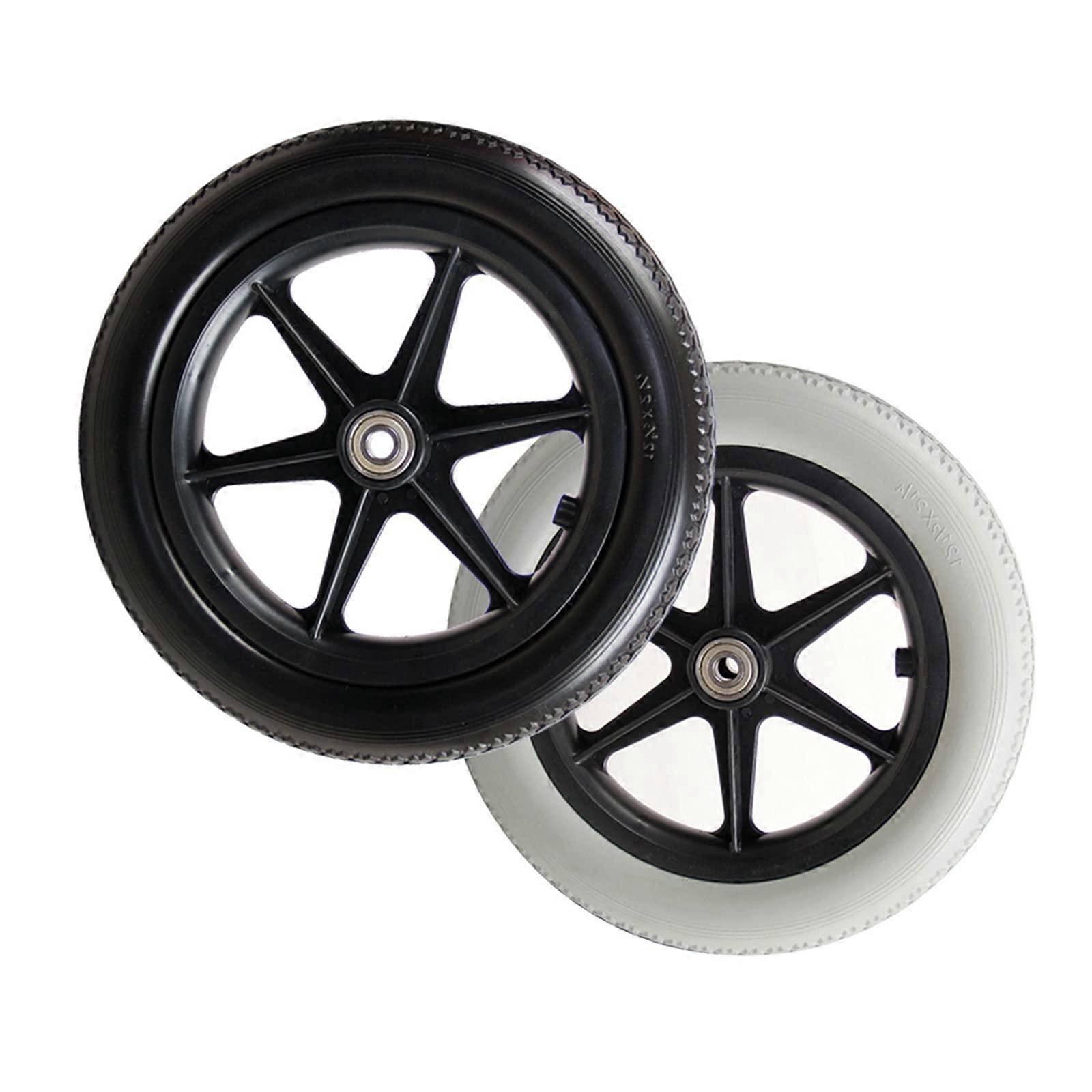 12 Inch Solid Rubber Rear Wheel Replacement for Manual Wheelchair, Pair