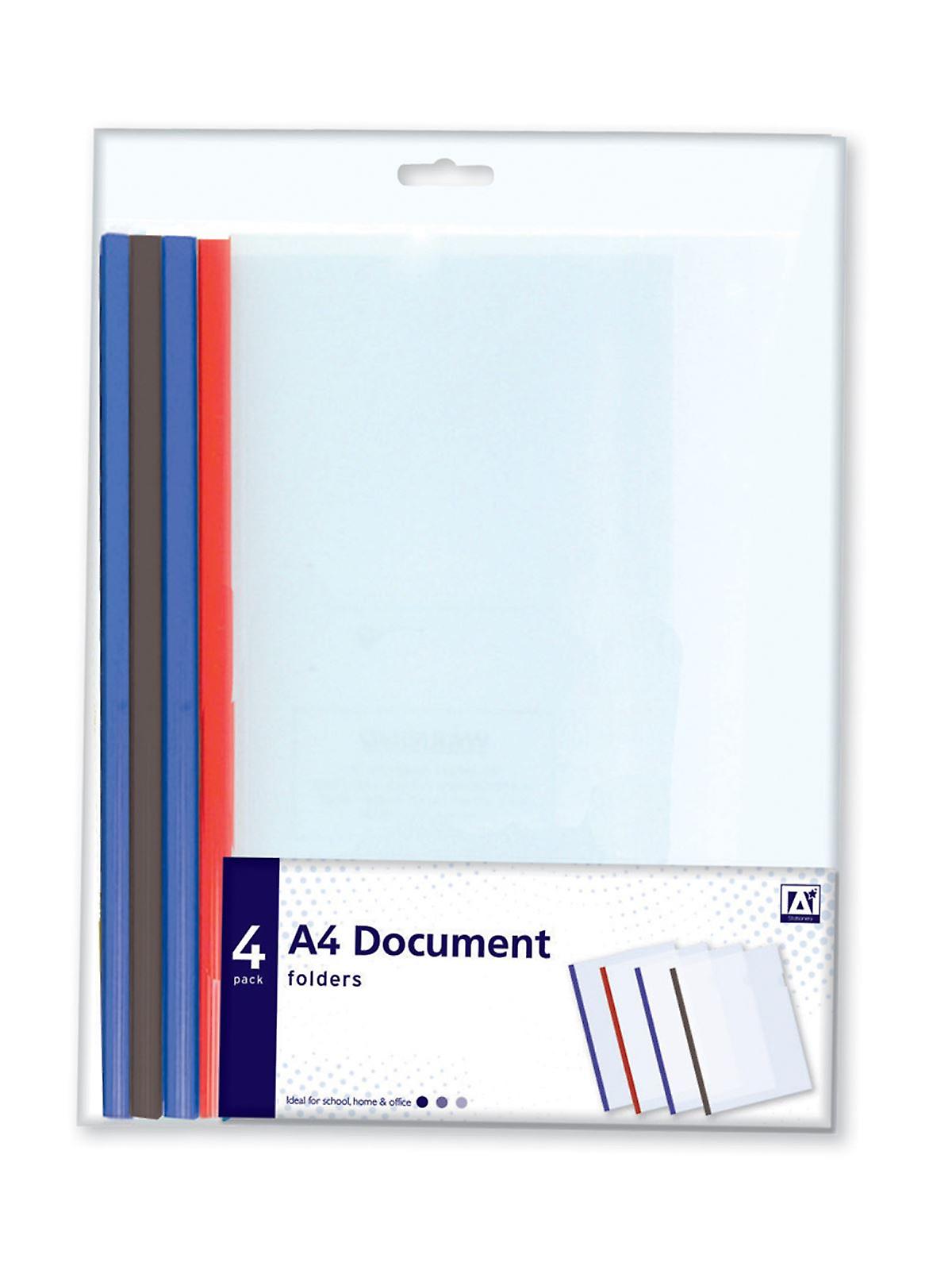 A4 Plastic Document Folders Clear Project Pockets 4 Pack