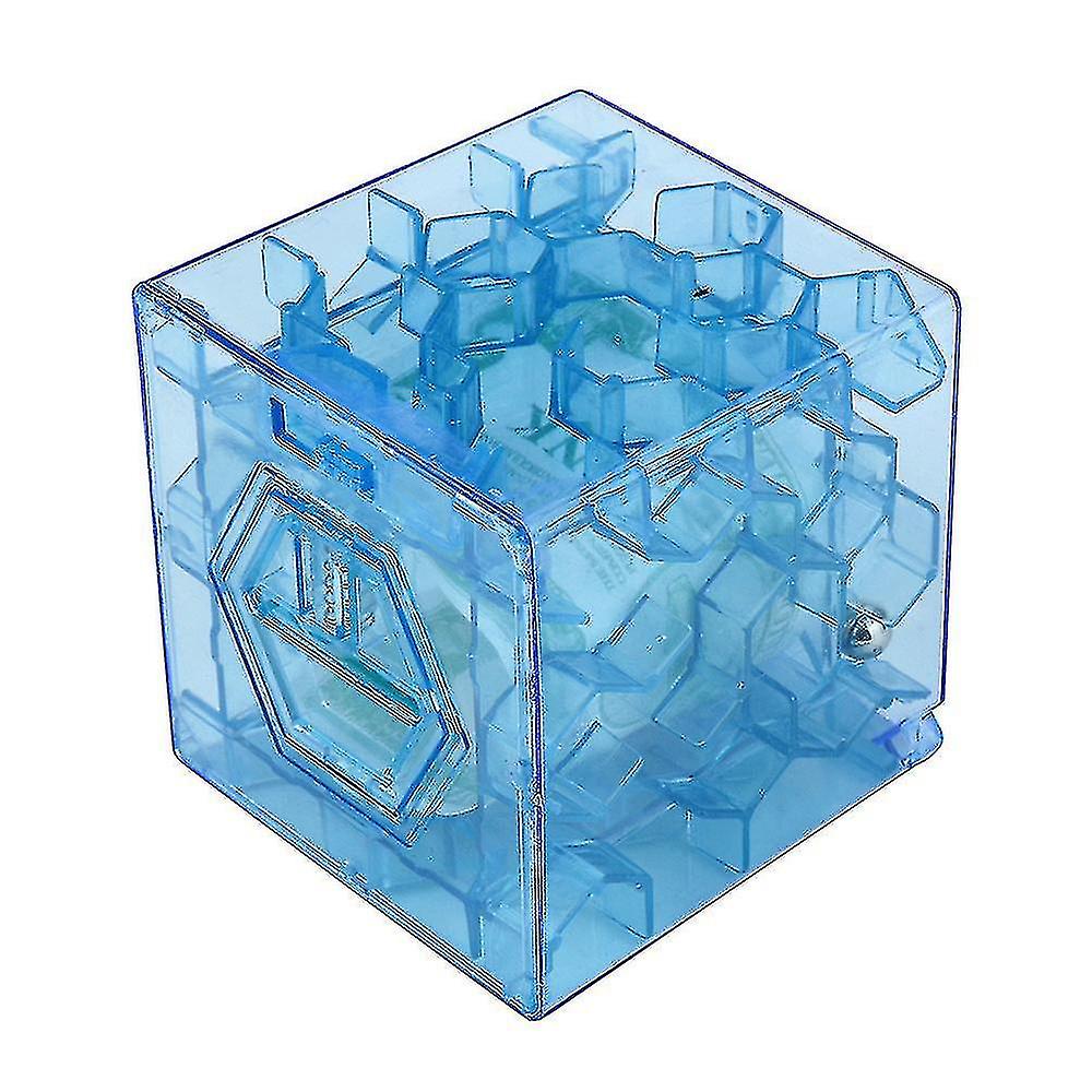 3d Cube Puzzle Argent Labyrinthe Banque Sauver Coin Collection Case Boîte Fun Brain Game