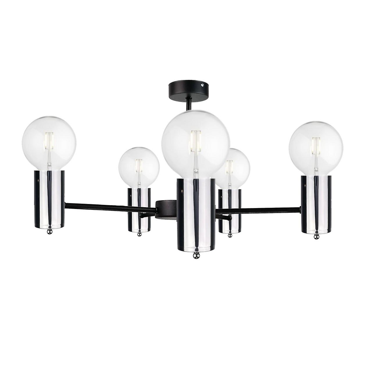 Keter Arde Multi Arm Semi Flush Ceiling Light Black, Silver, 60cm, 5x E27