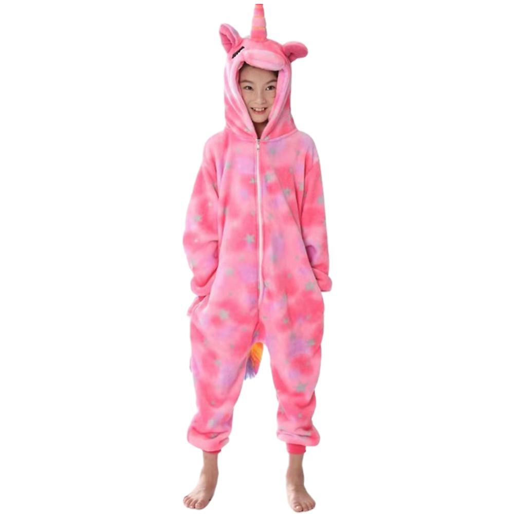 Kids Children Girls One Piece Unicorn Pyjamas Flannel Hooded Jumpsuit Winter Onesies Nightwear