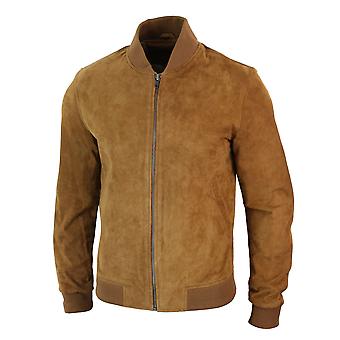 ジャケット・アウター REAL LEATHER SUEDE VARSITY JACKET Men's Real Suede Leather Varsity Bomber College Jacket Classic