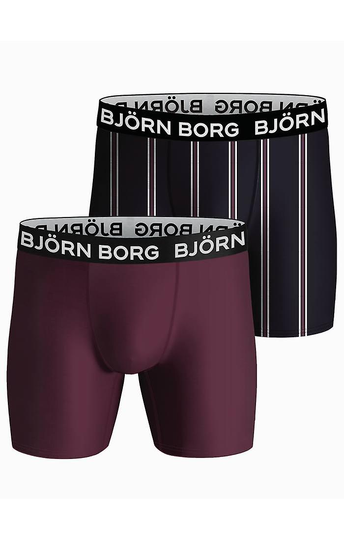 Björn Borg Performance Boxer 2 Pack - Rood/zwart Strepen