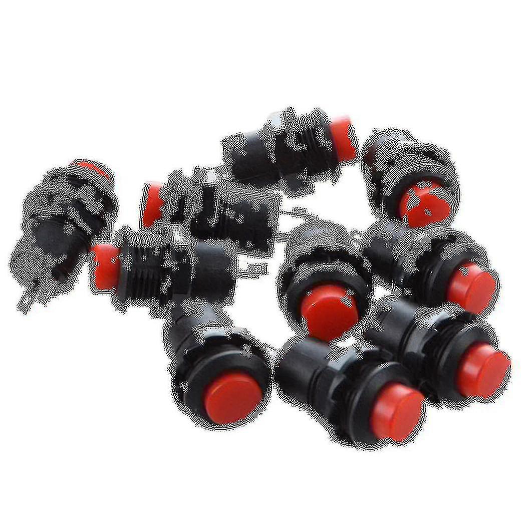 10 Pcs Latching Action Spst Round Red Push Button Switch Ac 125v 3a