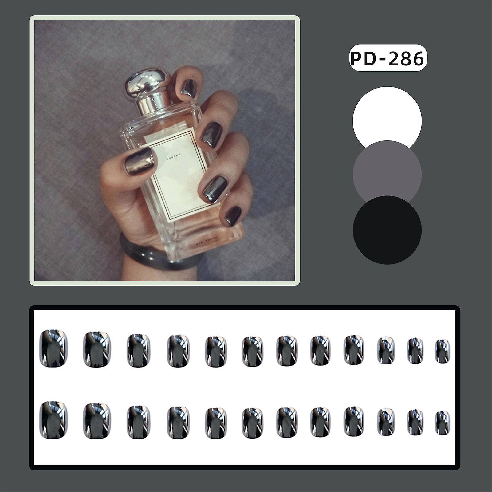 Anthracite Solid Short Fake Nails Long Lasting Safe Material Waterproof False Nails